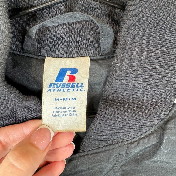 Russell Athletic Men's Bears Full Zip Bomber Jacket Long Sleeve Black Size M VTG - Picture 7 of 13